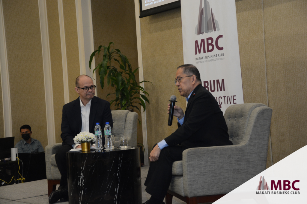 DOLE Secretary Laguesma on stage with MBC executive director Coco Alcuaz
