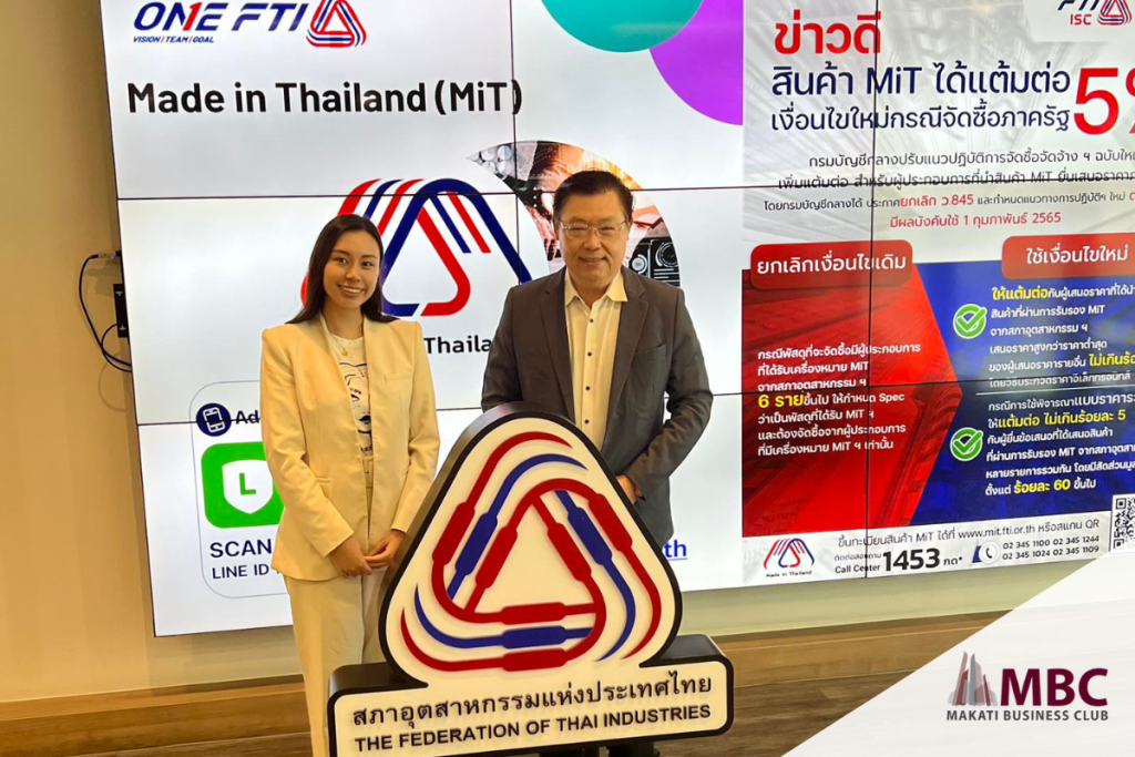 MBC Foreign Programs Manager Trisha Teope met Federation of Thai Industries’ Director-General Jumrud Sawangsamud at the Federation's office in Bangkok