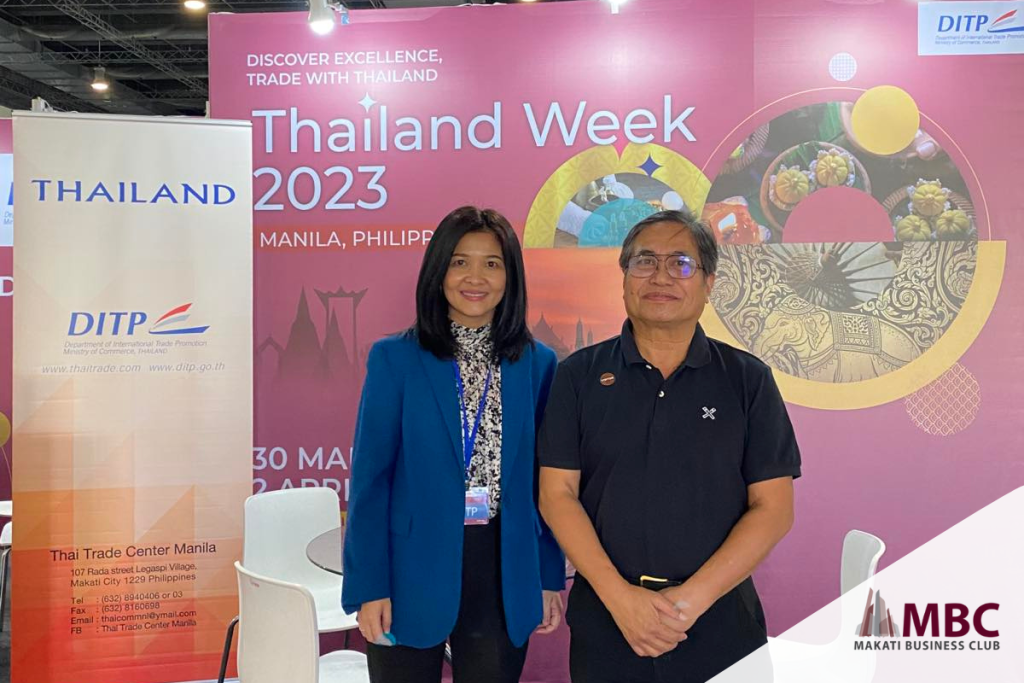 Minister Counsellor of the Royal Thai Embassy Janthana Chotimunee introduced MBC Trustee Dr. Aris Alip to Charoen Pokphand Foods (CPF) Philippines Corp., Siam Cement Group (SCG Marketing), and other Thai companies at their 4-day trade show at SMX Convention Center Manila.