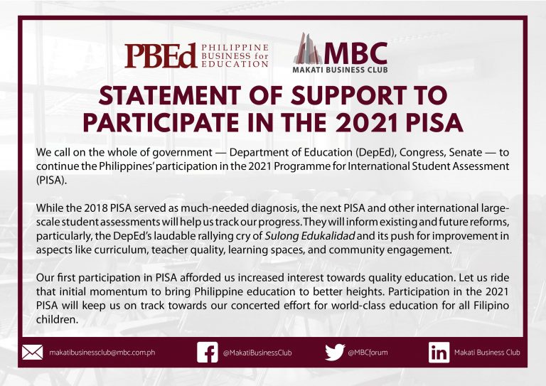 PBEd and MBC Statement of Support for 2021 PISA